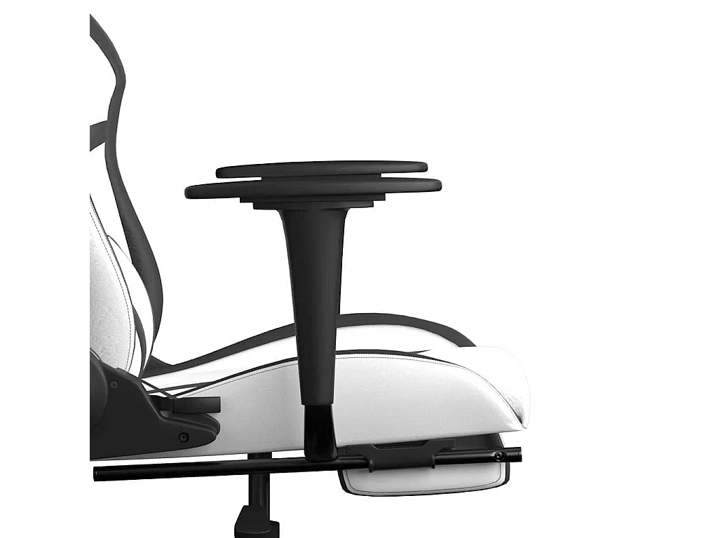 Chaise de jeu de massage avec repose-pied Blanc&Noir Similicuir