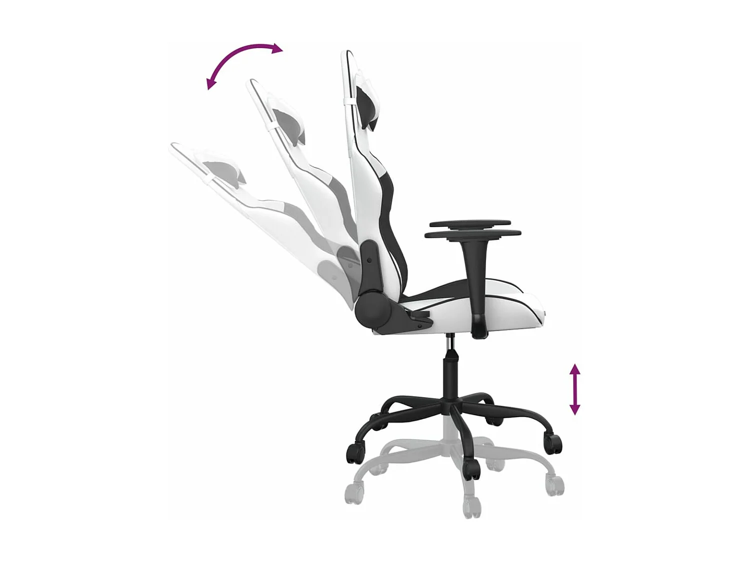 Chaise de jeu de massage Blanc et noir Similicuir