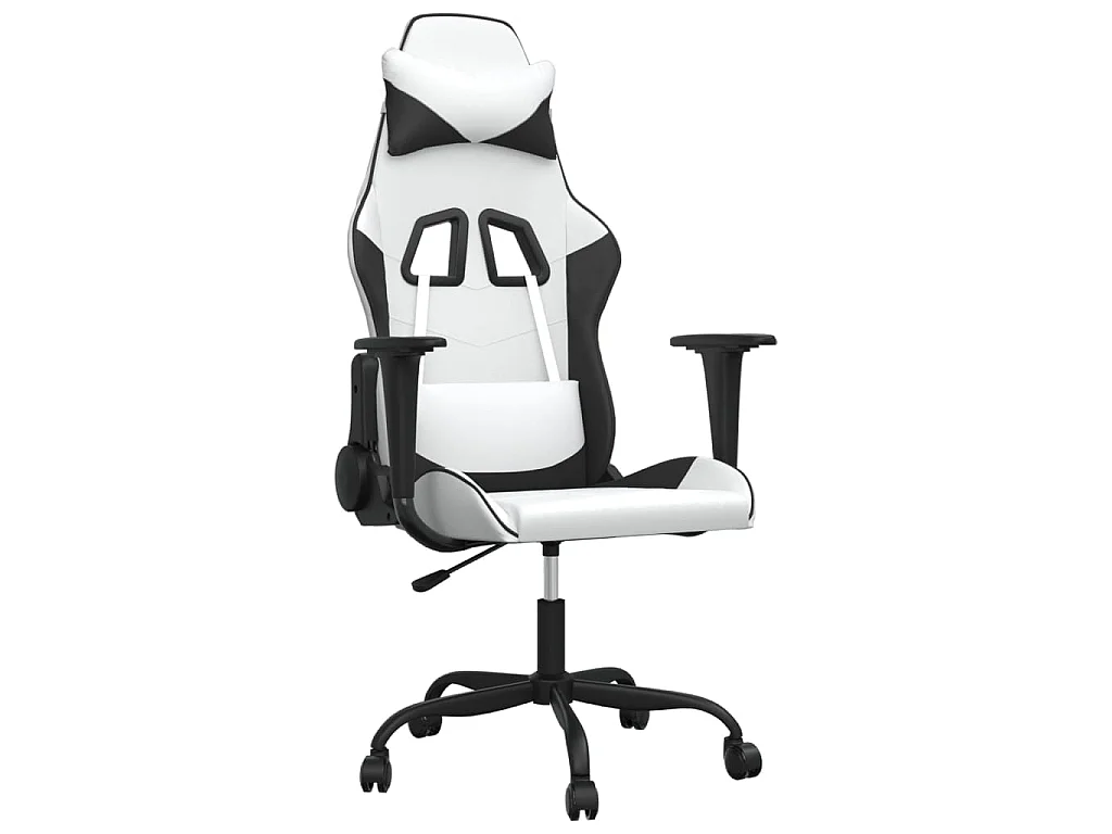 Chaise de jeu de massage Blanc et noir Similicuir