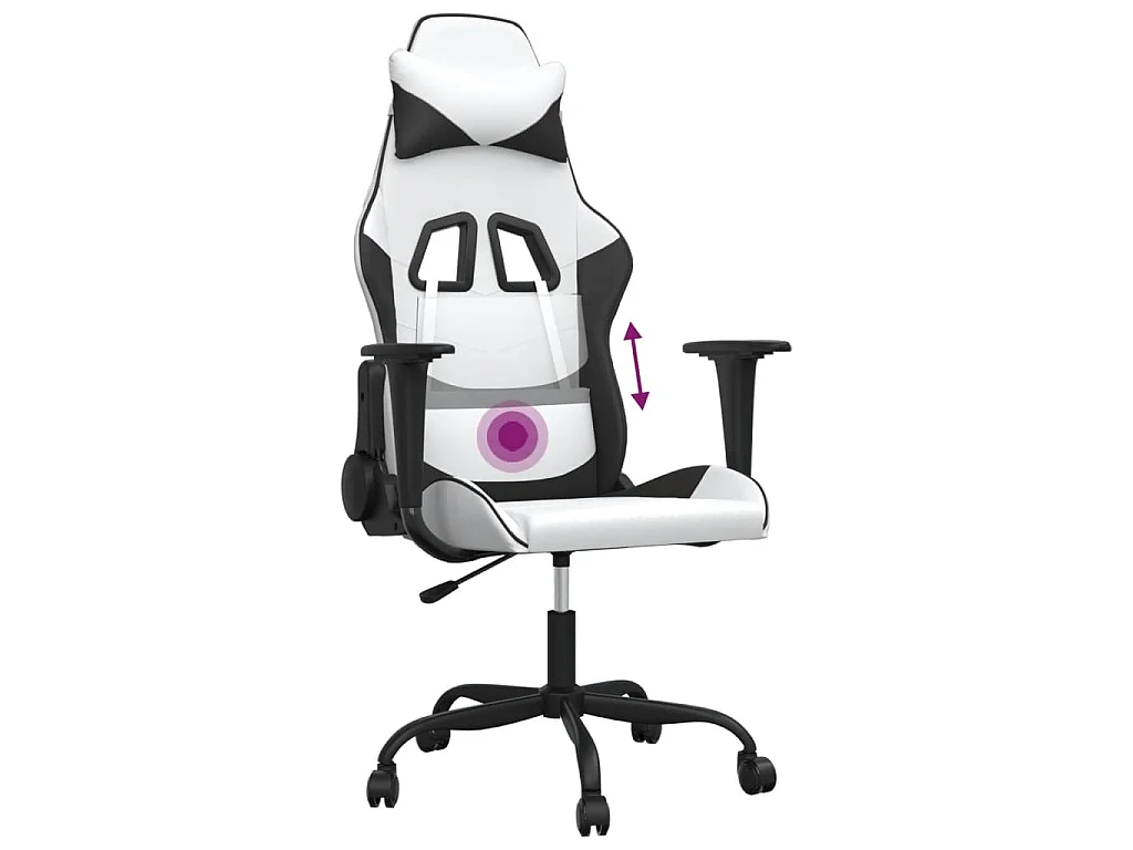Chaise de jeu de massage Blanc et noir Similicuir