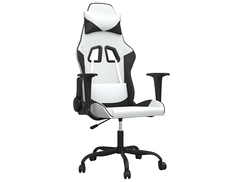 Massage gamestoel kunstleer wit en zwart