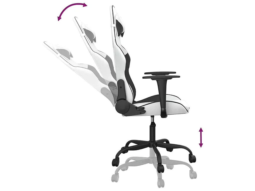Massage gamestoel kunstleer wit en zwart