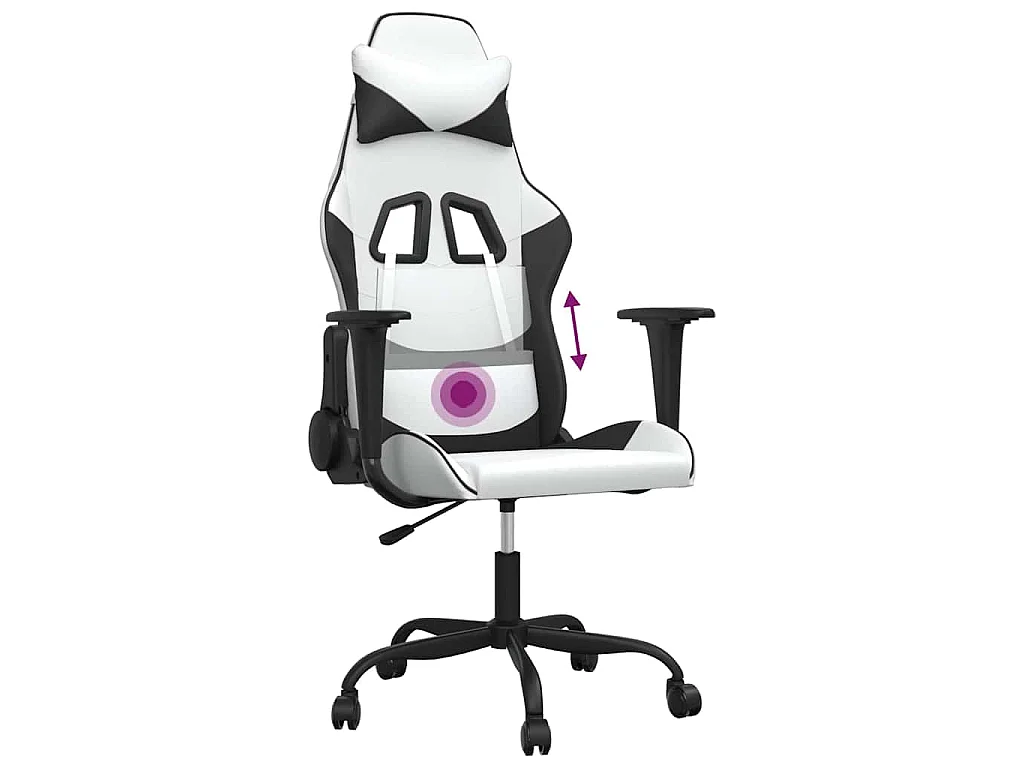 Massage gamestoel kunstleer wit en zwart