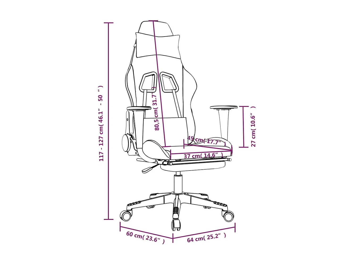 Chaise de jeu avec repose-pied Noir et orange Tissu
