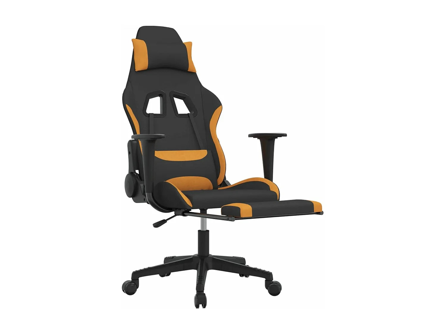 Chaise de jeu avec repose-pied Noir et orange Tissu