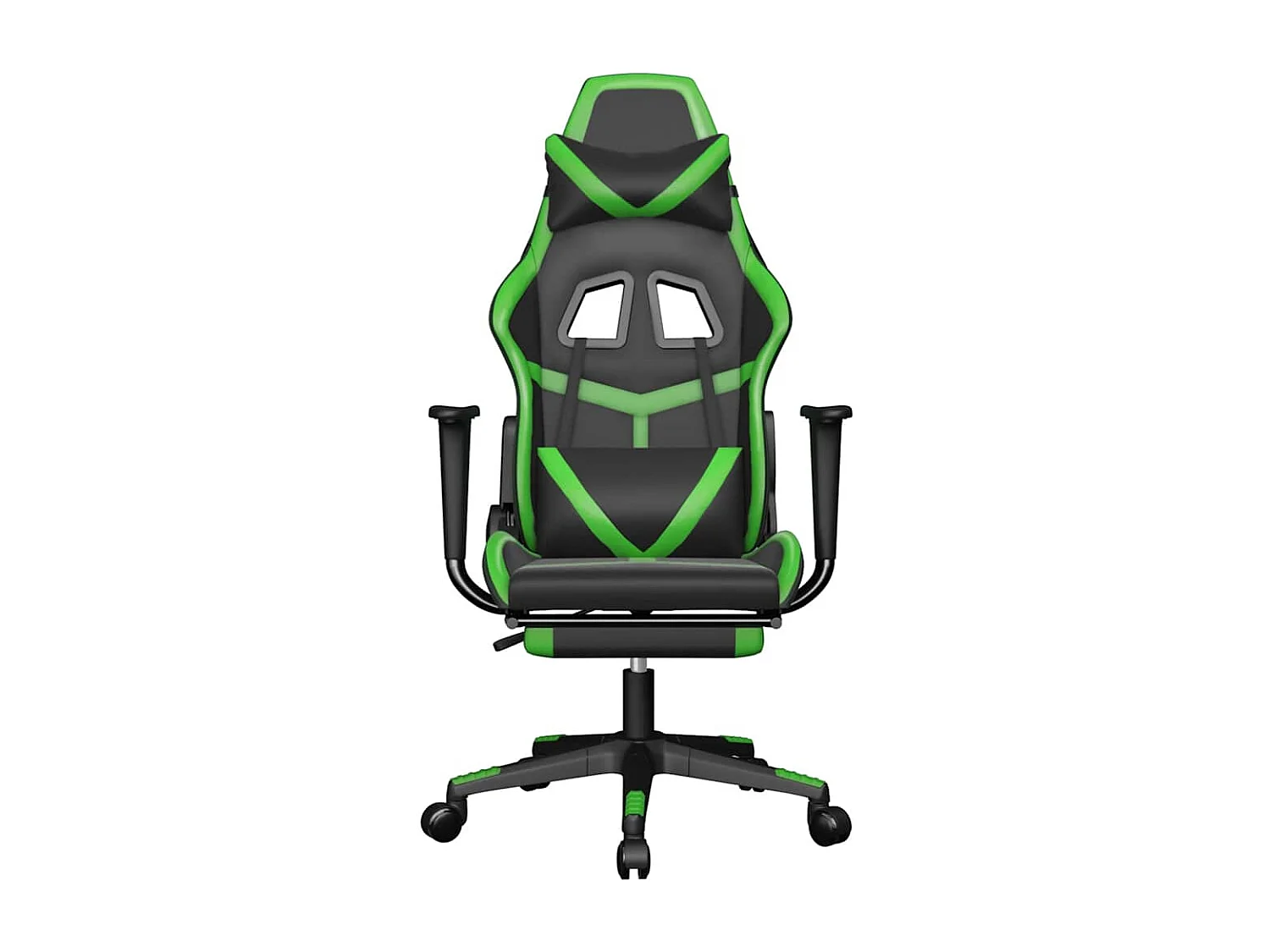 Chaise de jeu de massage avec repose-pied Noir&Vert Similicuir