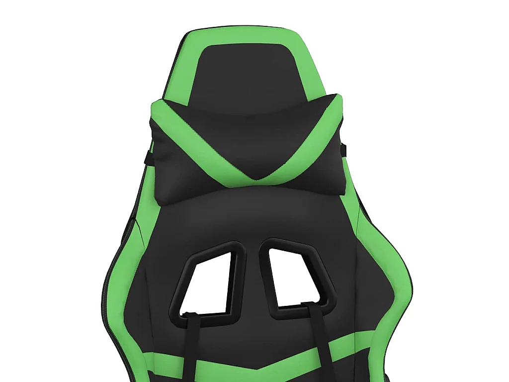 Silla gaming de masaje y reposapiés cuero sintético negro verde