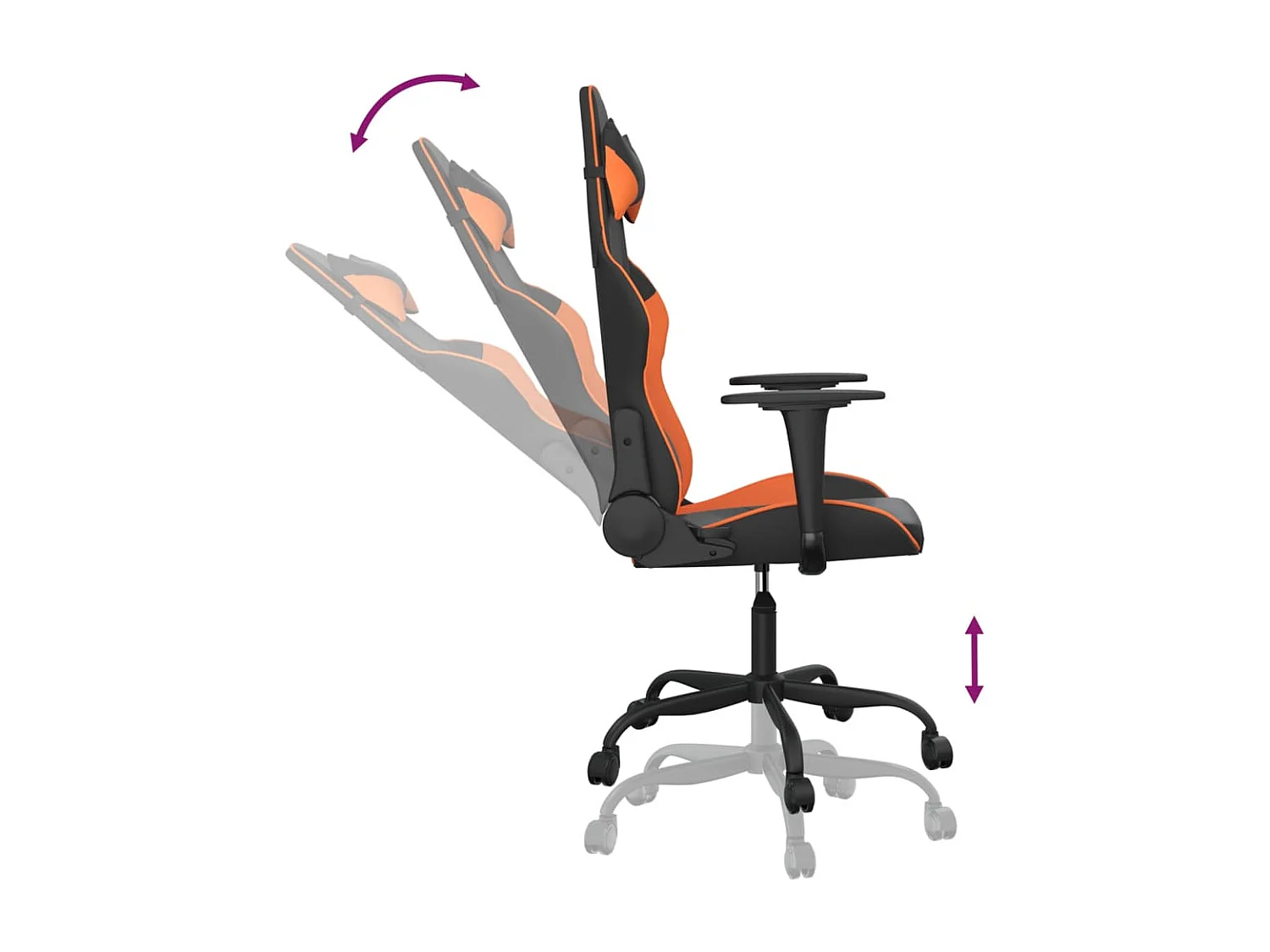 Chaise de jeu Noir et orange Similicuir