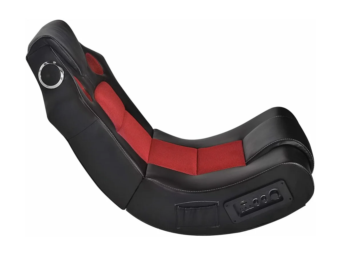 Schommelstoel met muziek kunstleer zwart en rood