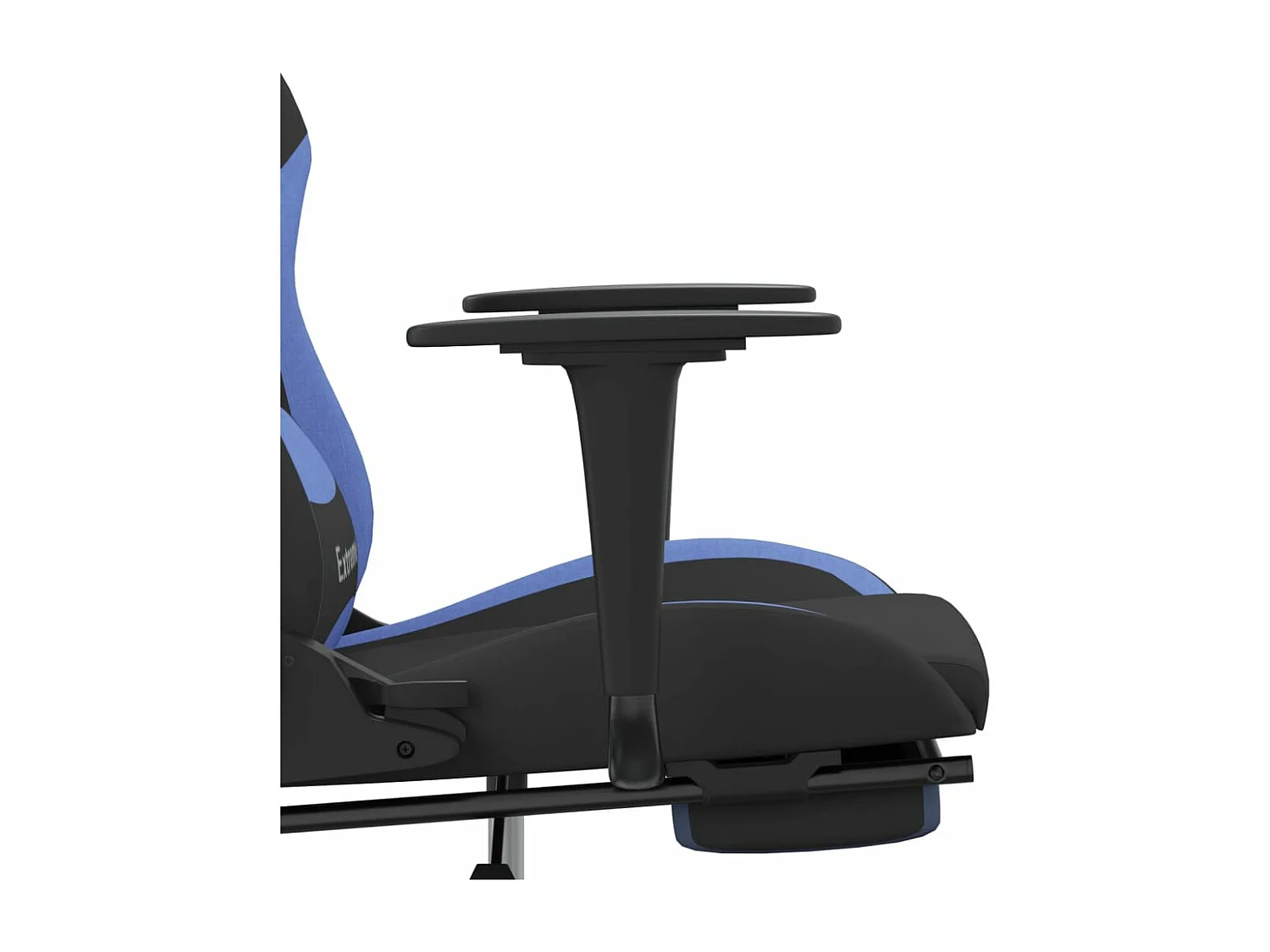 Chaise de jeu de massage avec repose-pied Noir et bleu Tissu