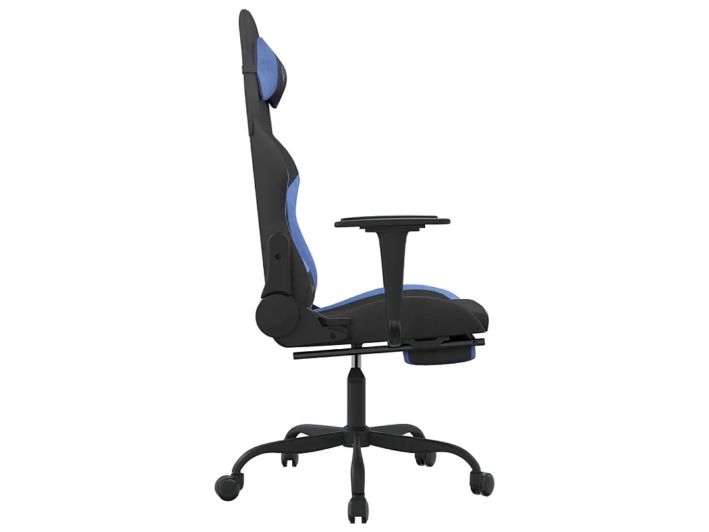 Chaise de jeu de massage avec repose-pied Noir et bleu Tissu