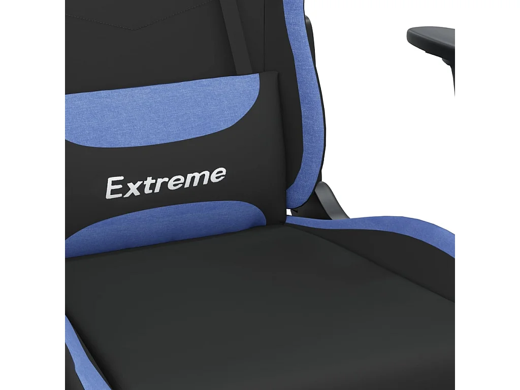 Chaise de jeu de massage avec repose-pied Noir et bleu Tissu
