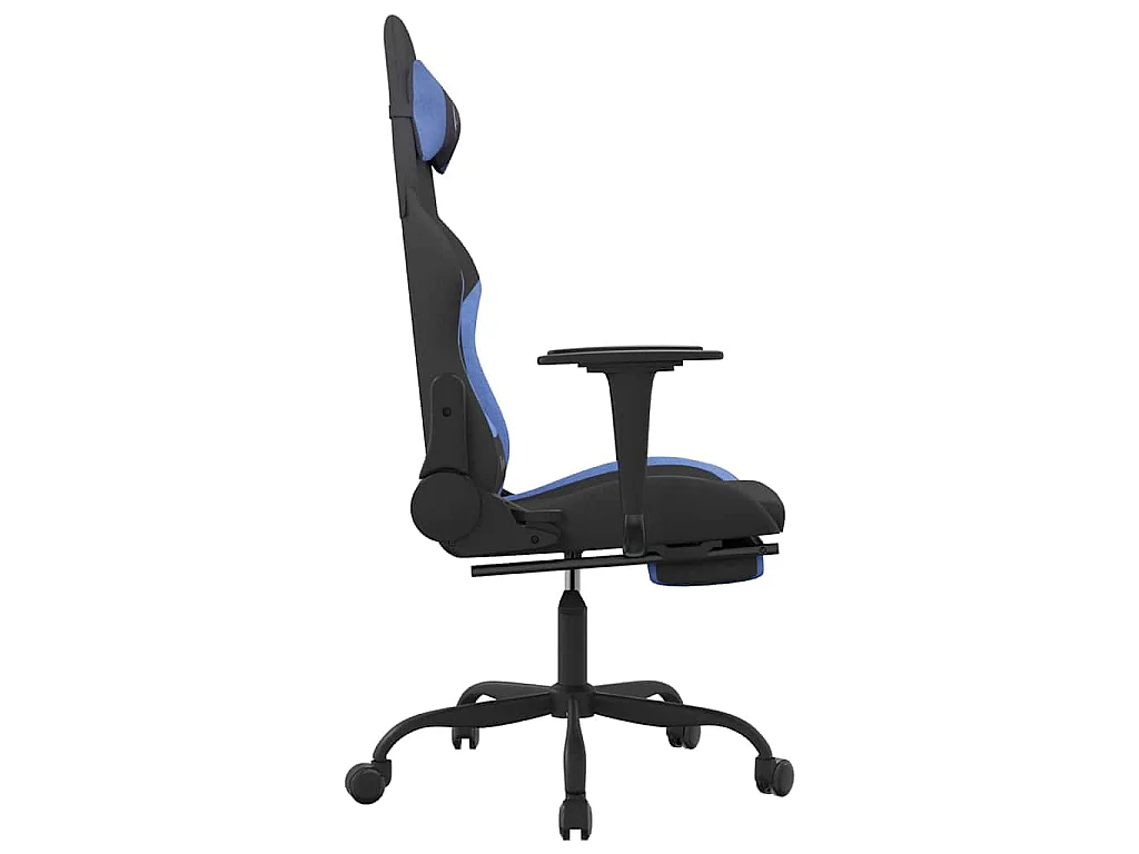 Chaise de jeu de massage avec repose-pied Noir et bleu Tissu