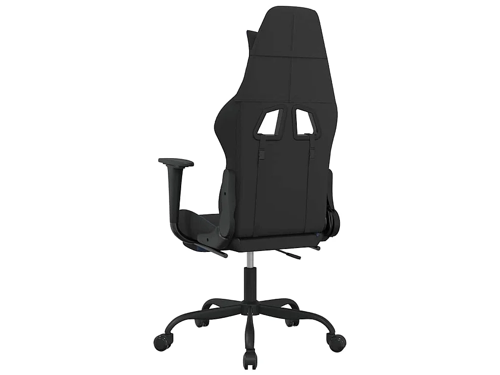 Chaise de jeu de massage avec repose-pied Noir et bleu Tissu