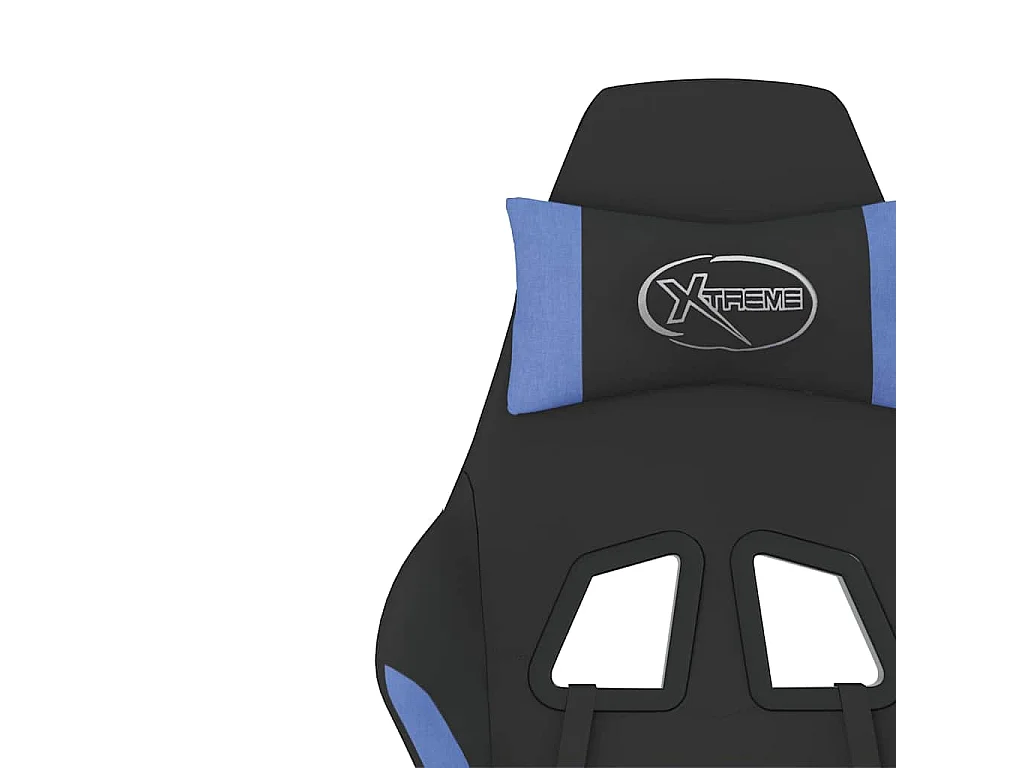 Chaise de jeu de massage avec repose-pied Noir et bleu Tissu