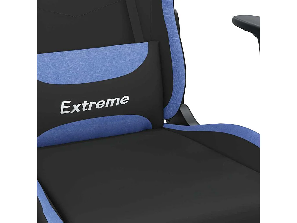 Chaise de jeu de massage avec repose-pied Noir et bleu Tissu