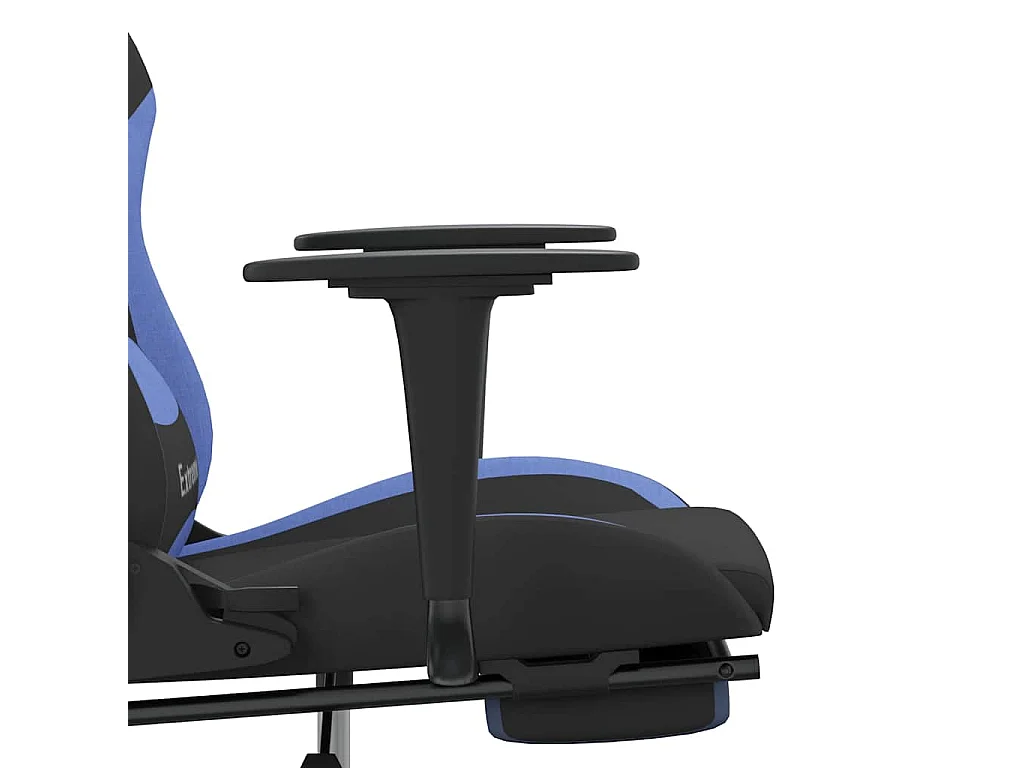 Chaise de jeu de massage avec repose-pied Noir et bleu Tissu