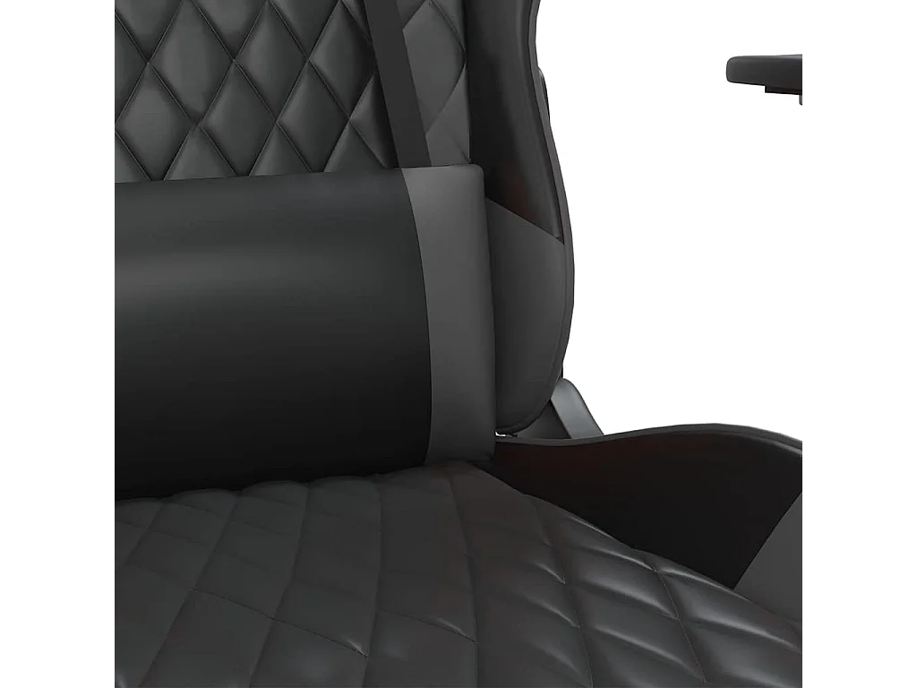Sedia da Gaming con Poggiapiedi Nero e Grigio in Similpelle