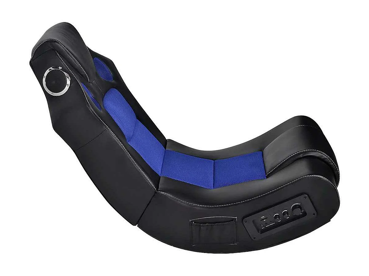 Fauteuil à bascule à enceinte Noir et bleu Similicuir