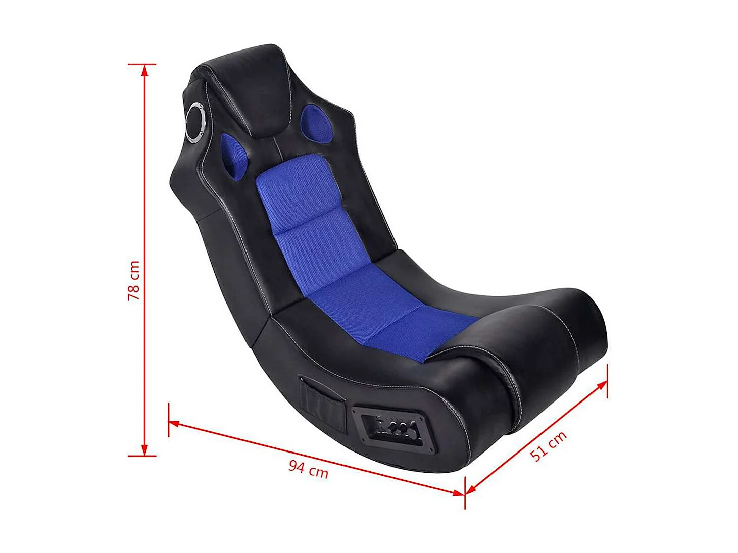 Fauteuil à bascule à enceinte Noir et bleu Similicuir