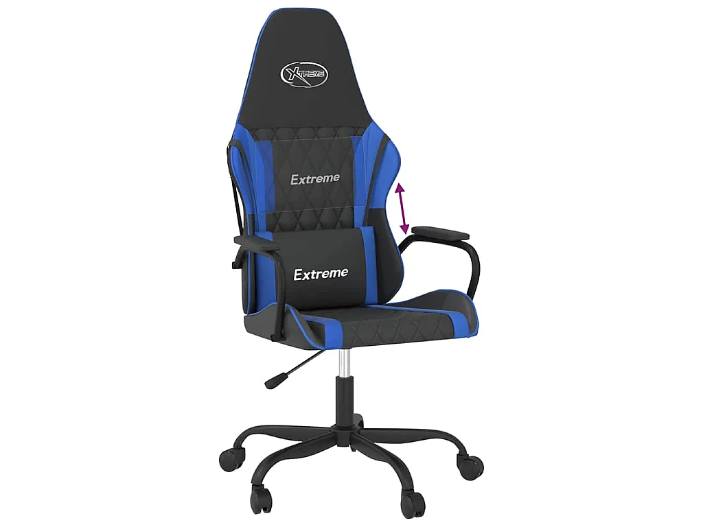 Chaise de jeu Noir et bleu Similicuir