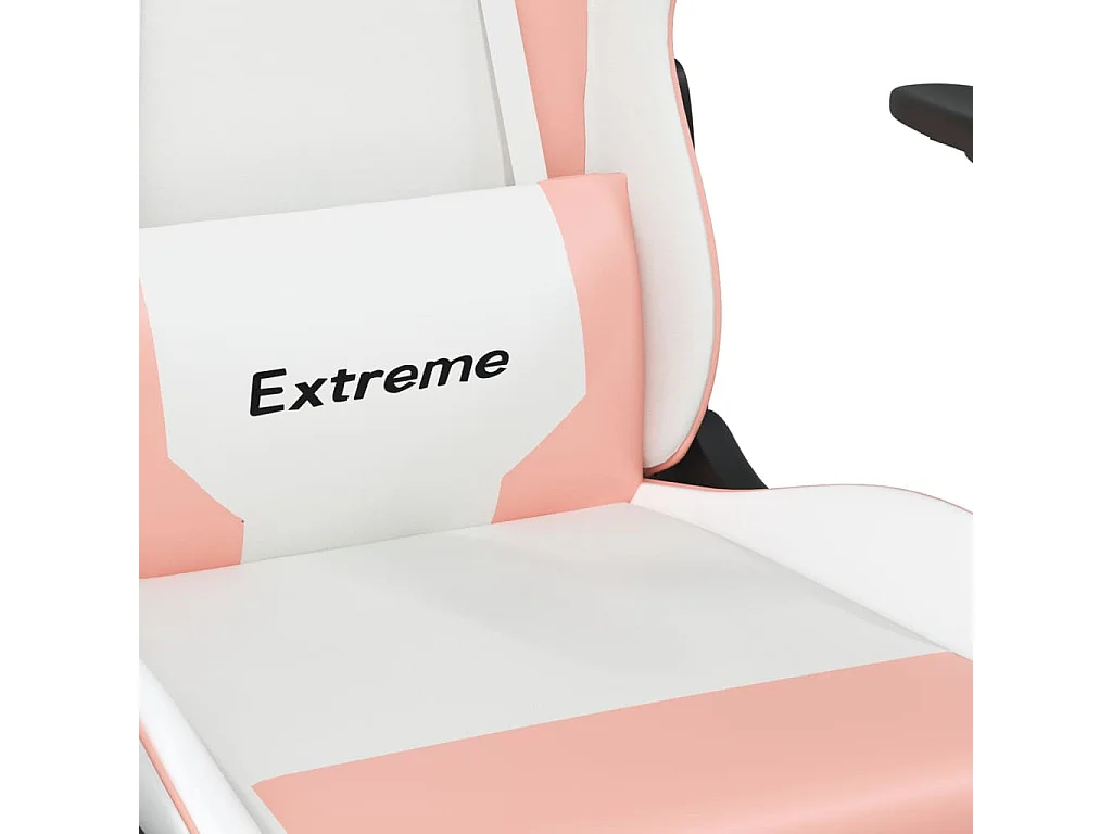 Gaming-Stuhl mit Fußstütze Weiß und Rosa Kunstleder