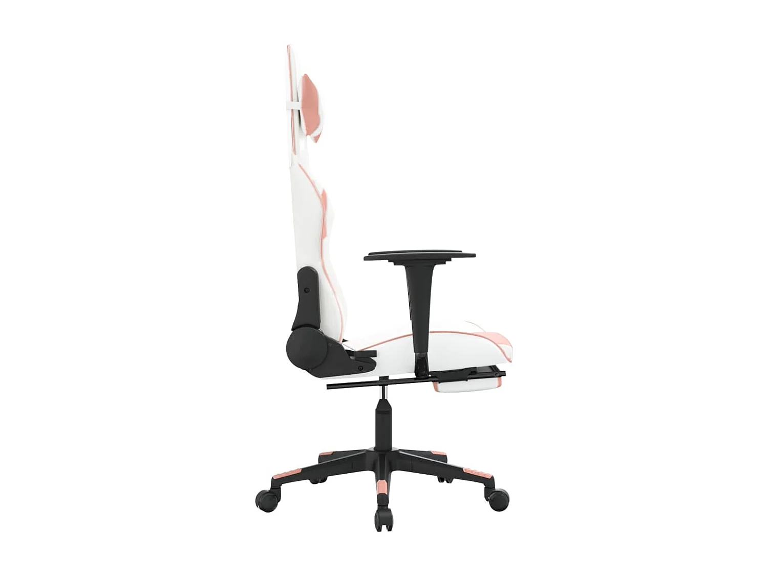 Gaming-Stuhl mit Fußstütze Weiß und Rosa Kunstleder
