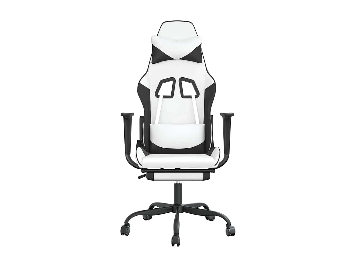 Chaise de jeu de massage avec repose-pied Blanc&Noir Similicuir