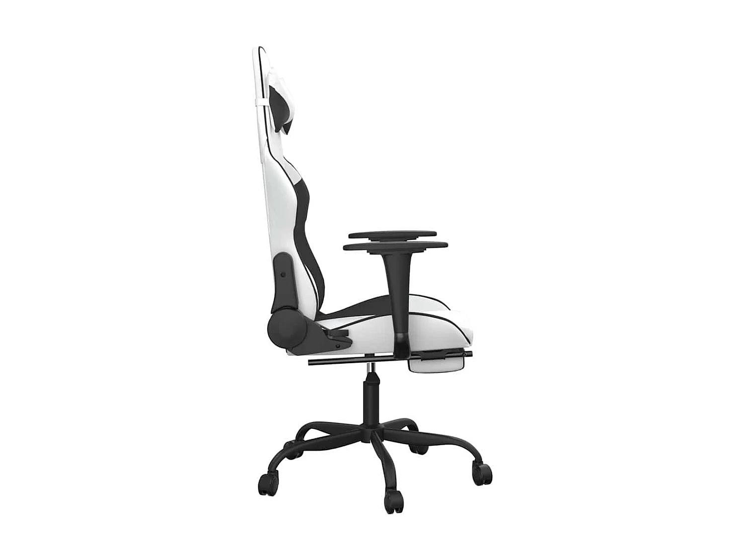 Chaise de jeu de massage avec repose-pied Blanc&Noir Similicuir