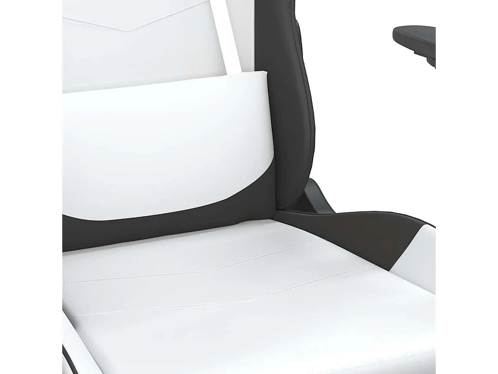 Chaise de jeu de massage avec repose-pied Blanc&Noir Similicuir