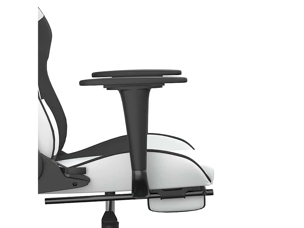Chaise de jeu de massage avec repose-pied Blanc&Noir Similicuir