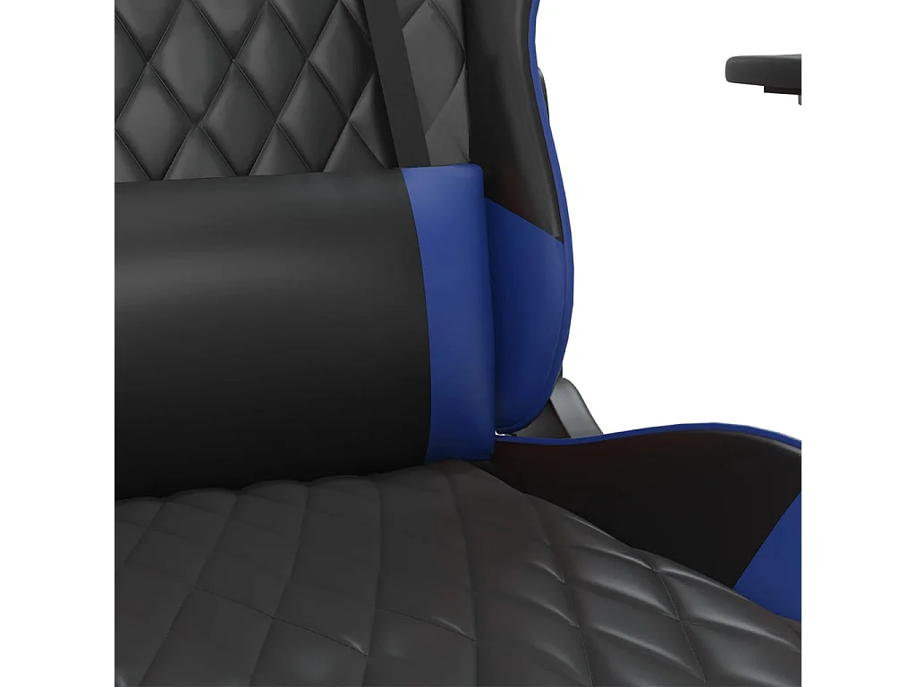 Sedia da Gaming con Poggiapiedi Nero e Blu in Similpelle