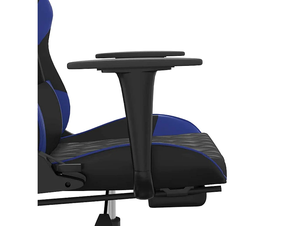 Gamestoel met voetensteun kunstleer zwart en blauw