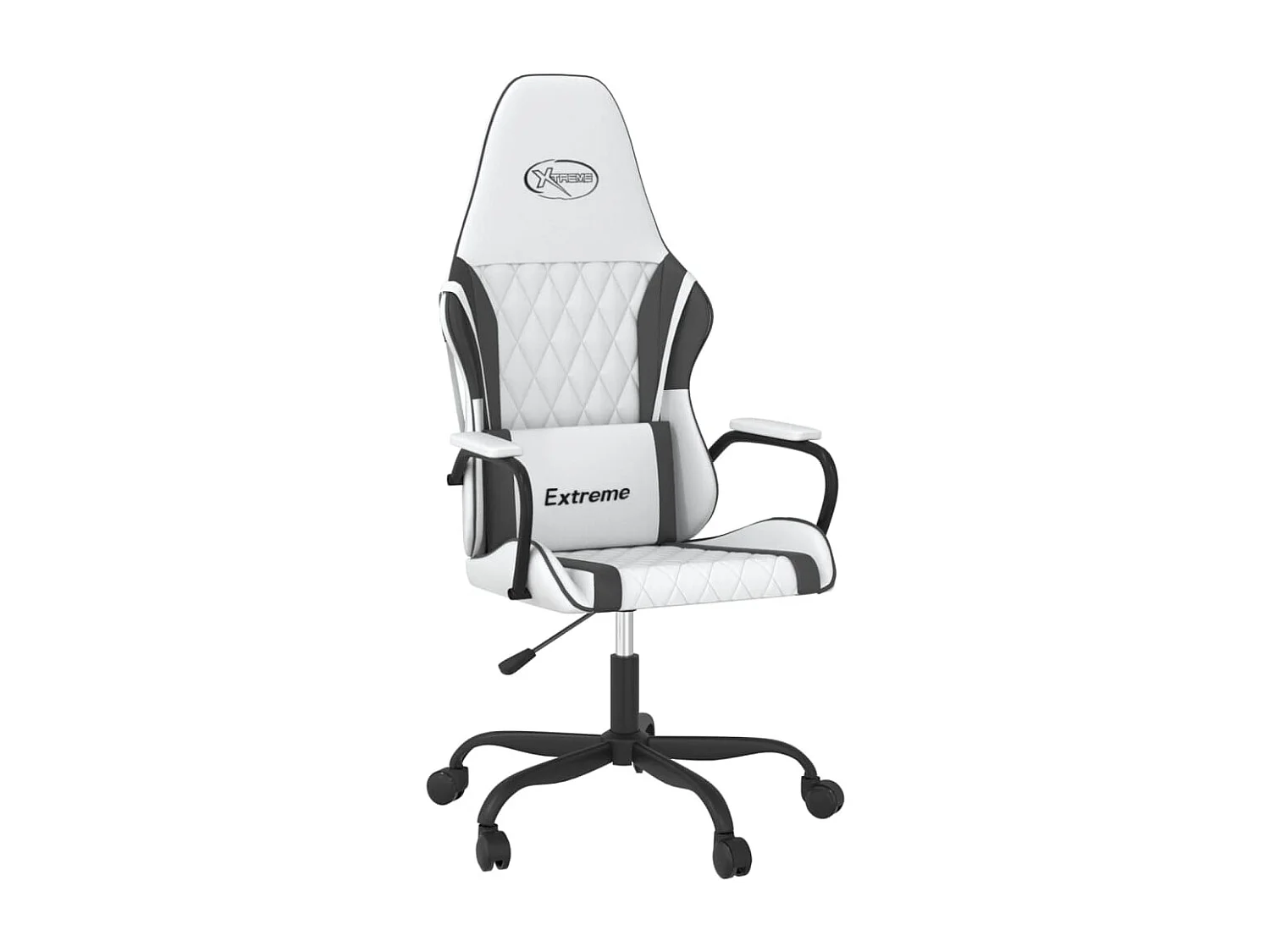 Silla gaming de masaje cuero sintético blanco y negro