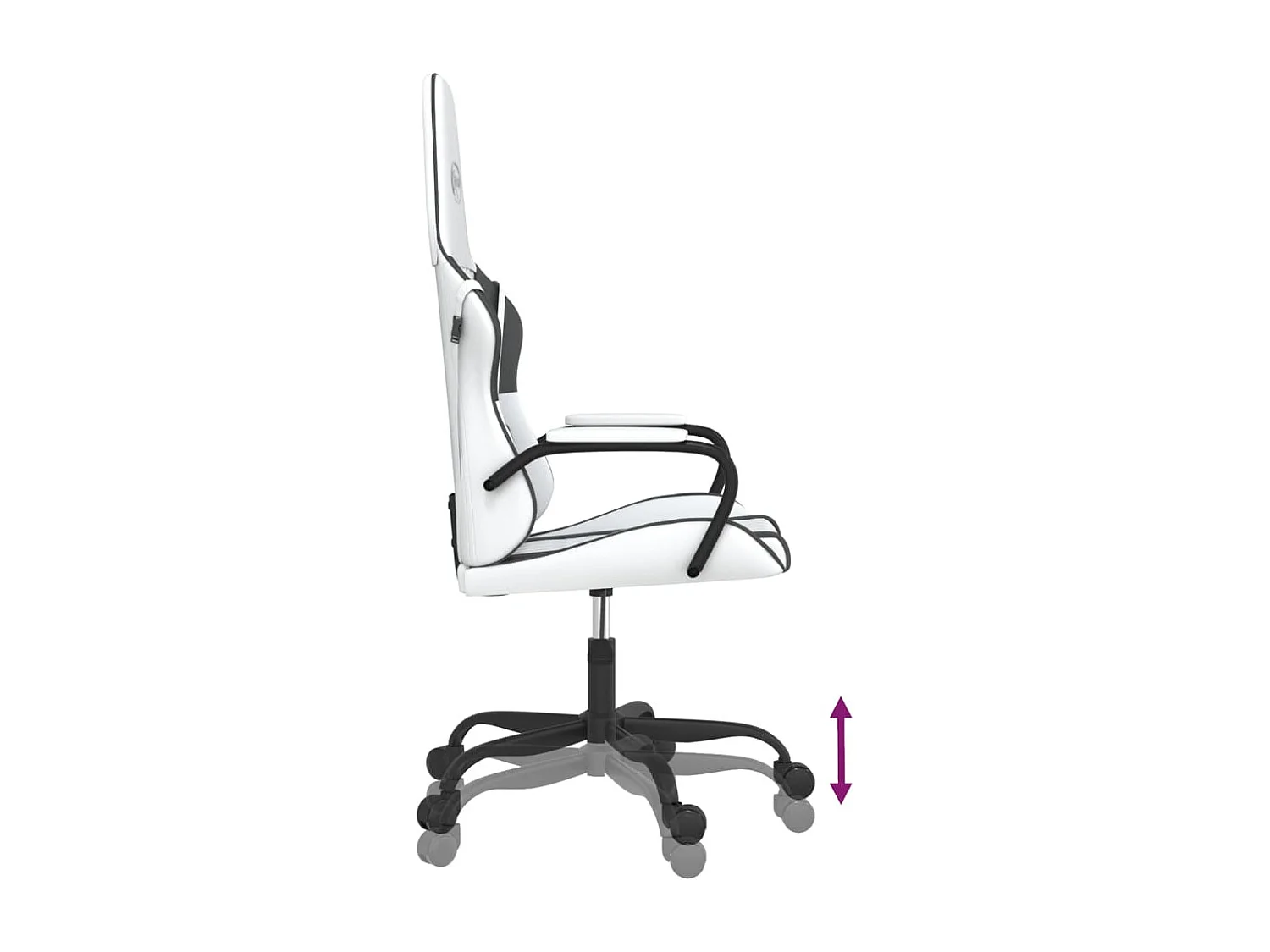 Silla gaming de masaje cuero sintético blanco y negro