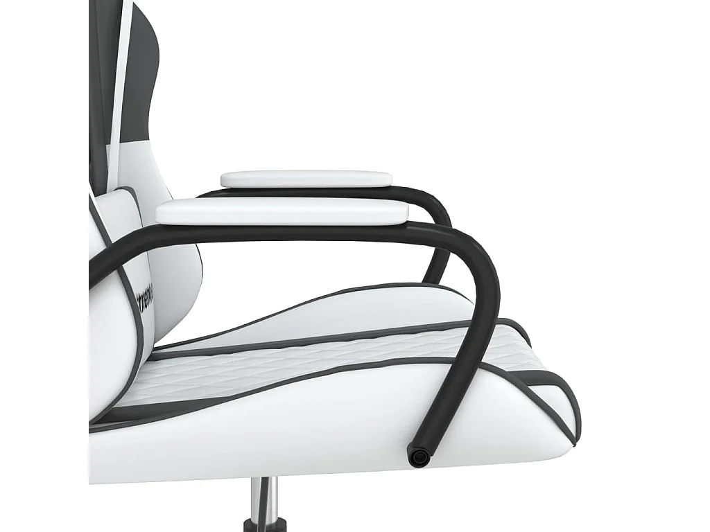Silla gaming de masaje cuero sintético blanco y negro