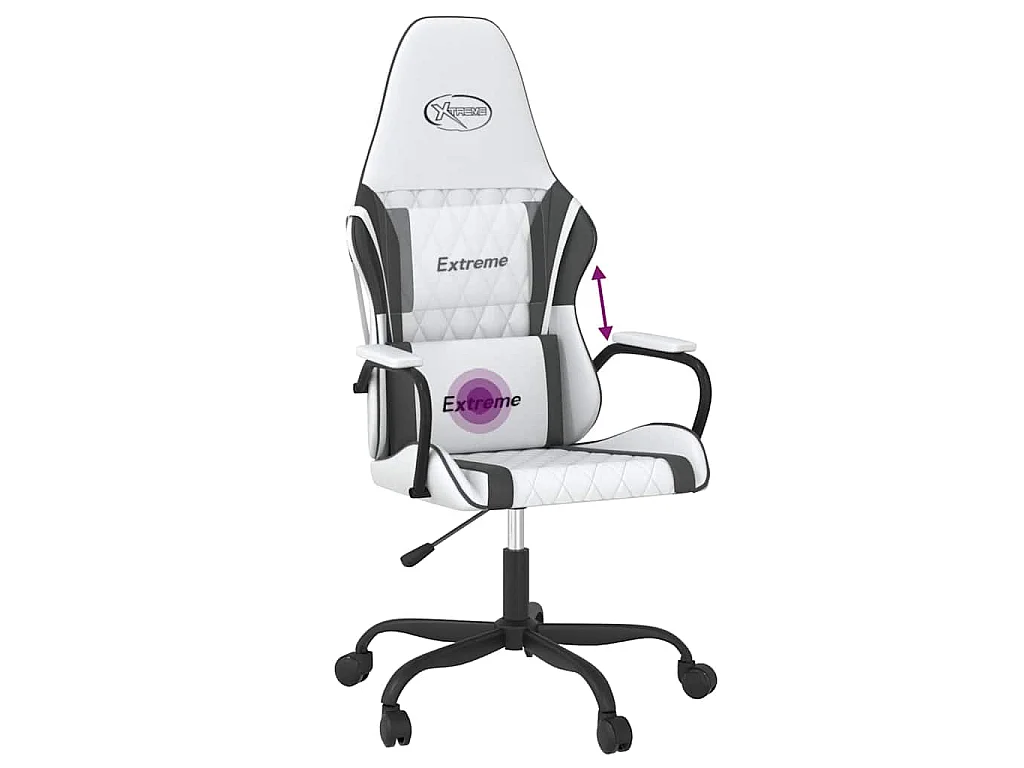 Chaise de jeu de massage Blanc et noir Similicuir