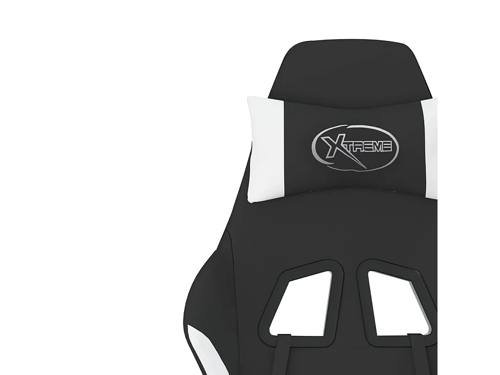 Chaise de jeu de massage avec repose-pied Noir et blanc Tissu