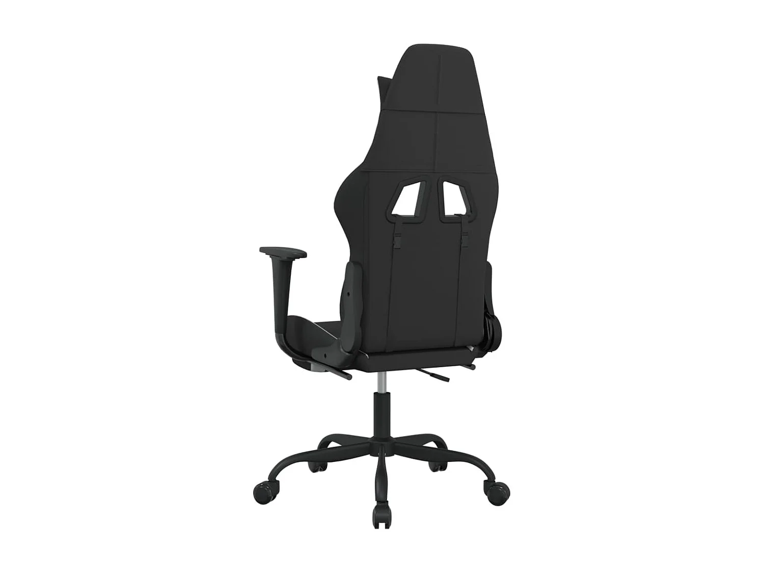Chaise de jeu de massage avec repose-pied Noir et blanc Tissu