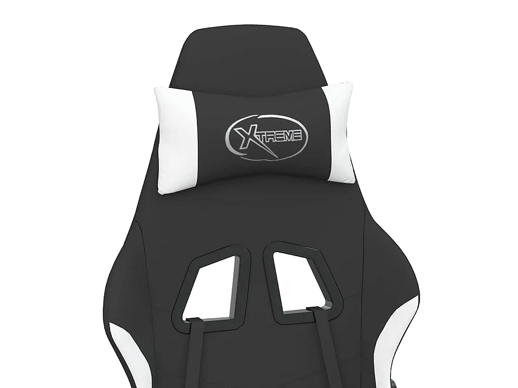 Chaise de jeu de massage avec repose-pied Noir et blanc Tissu