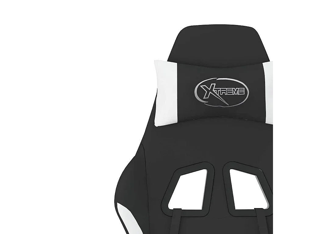 Chaise de jeu de massage avec repose-pied Noir et blanc Tissu