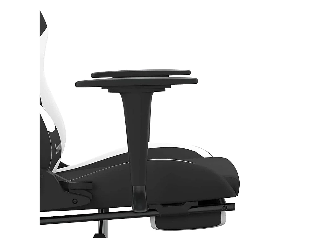 Chaise de jeu de massage avec repose-pied Noir et blanc Tissu