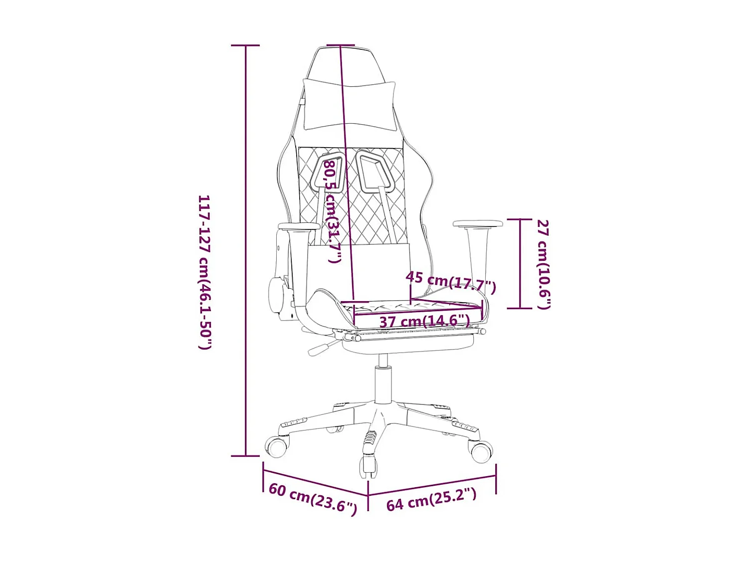 Massage gamestoel met voetensteun kunstleer zwart en grijs