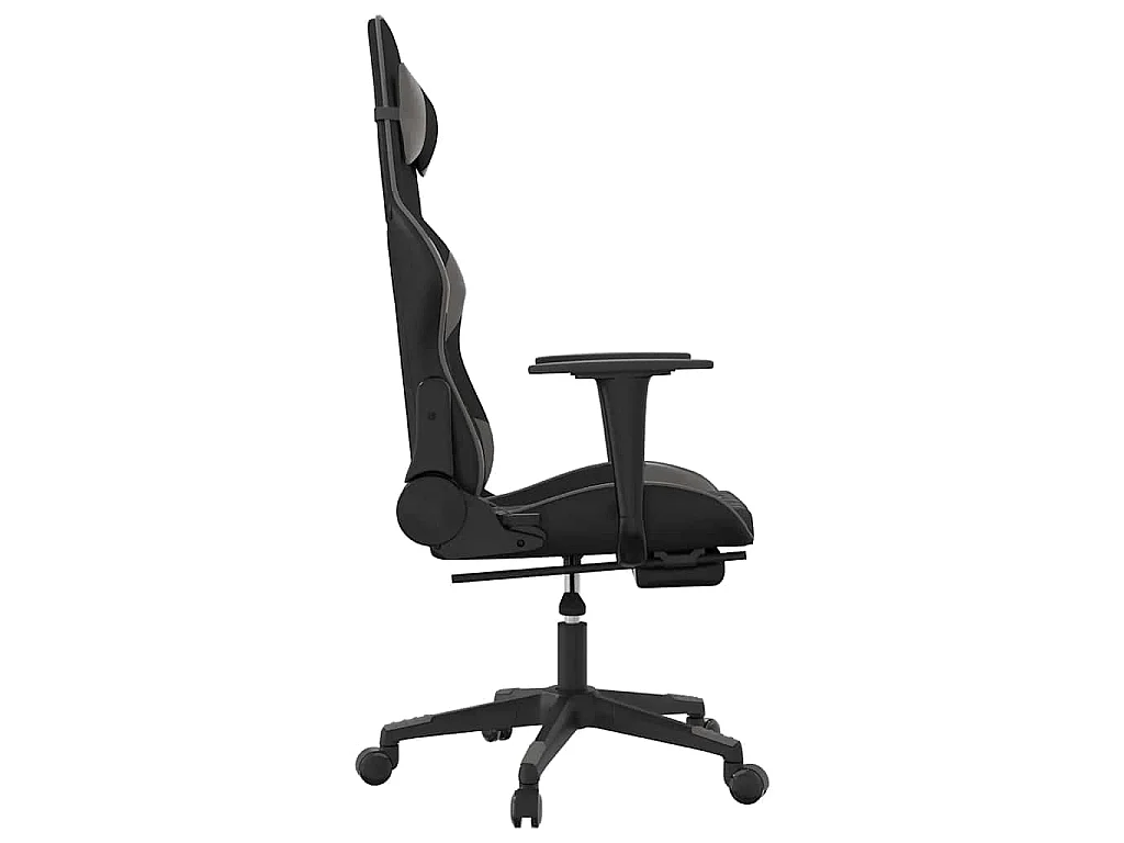 Chaise de jeu de massage avec repose-pied Noir&Gris Similicuir