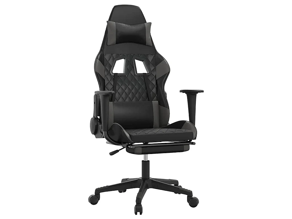 Chaise de jeu de massage avec repose-pied Noir&Gris Similicuir
