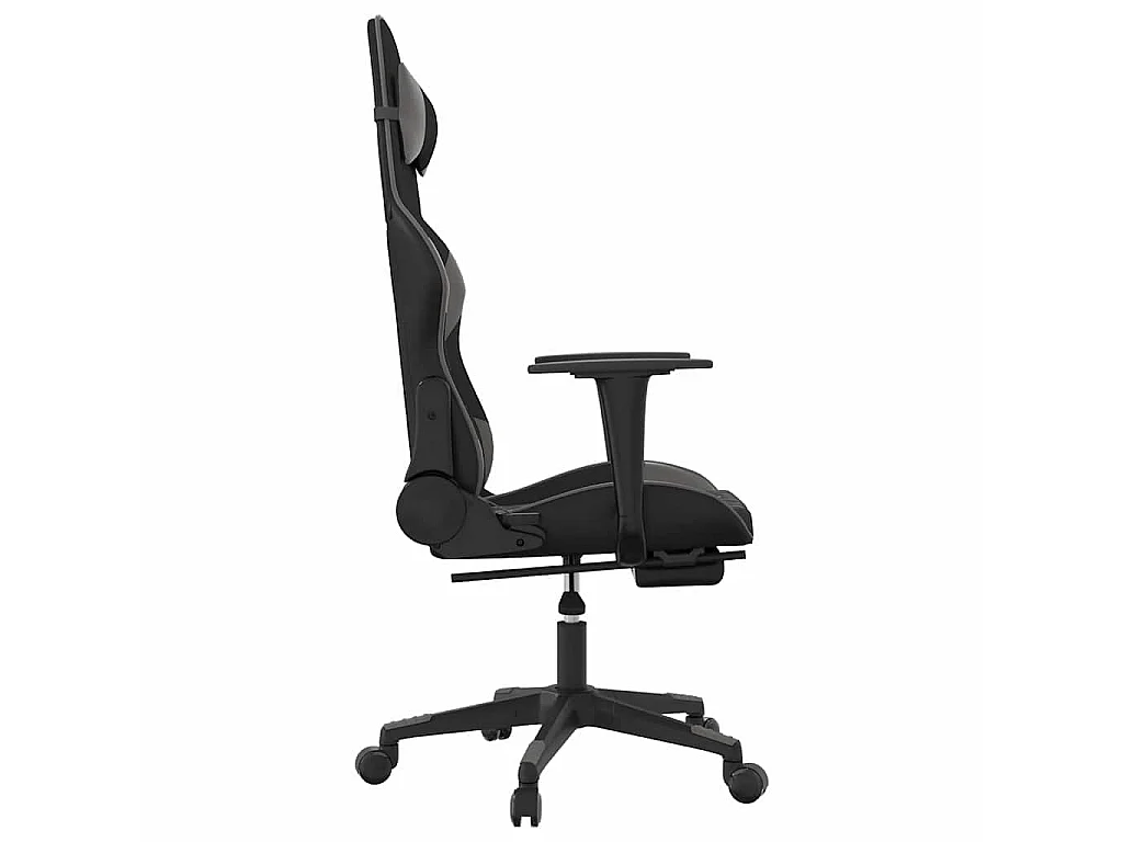 Chaise de jeu de massage avec repose-pied Noir&Gris Similicuir
