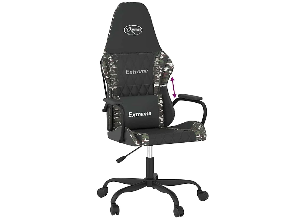 Chaise de jeu Noir et camouflage Similicuir