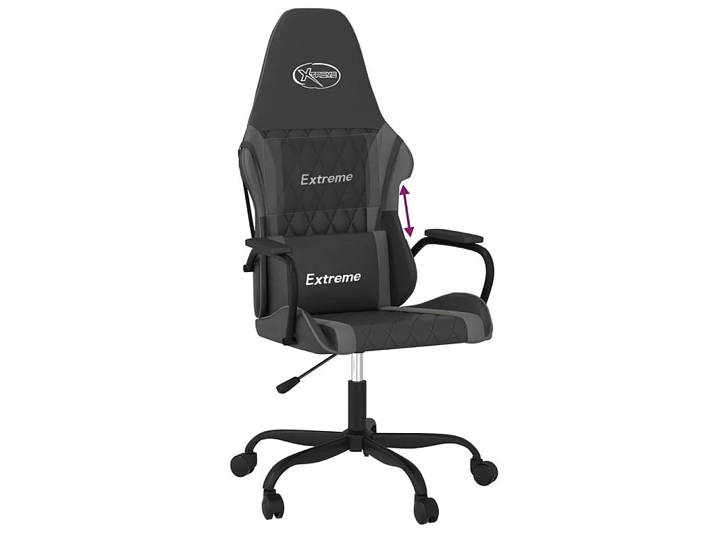 Chaise de jeu Noir et gris Similicuir