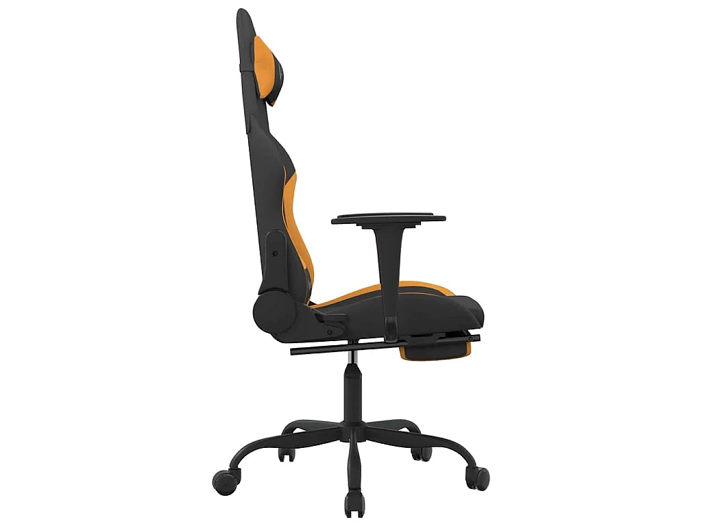 Chaise de jeu de massage avec repose-pied Noir et orange Tissu