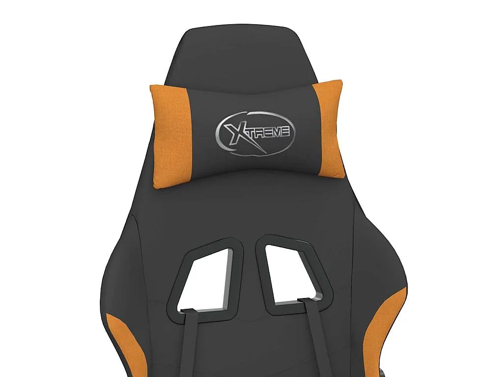 Chaise de jeu de massage avec repose-pied Noir et orange Tissu